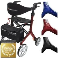 bescomedical Rollator CARBON - Premium Leichtgewichtrollator - faltbar & höhenverstellbar, ultra leichte Gehhilfe - mit Rückengurt, Netztasche und Stockhalter