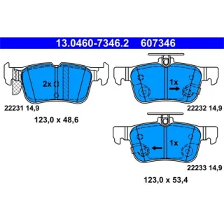 ATE Bremsbel?ge hinten Ford Focus Galaxy Kuga Mondeo S-Max 13.0460-7346.2