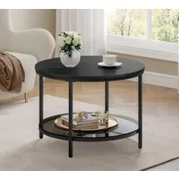 VASAGLE Couchtisch Wohnzimmertisch rund, klein, marmor, modern (inkl. Zubehörpaket & Anleitung), Beistelltisch, rund, Ø 65/80 x 46cm, Marmoroptik, schwarz