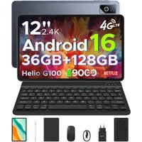 DOOGEE Tab G6 Pro 12'' Tablet mit Tastatur Android 16, 2.4K 90Hz, 128GB/2TB Tablet (12", 128 GB, Android 16, Wifi, Helio G100 Octa-Core, 9000mAh, 8GBRAM, Face ID/Gemini AI)