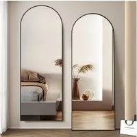 Boromal Ganzkörperspiegel Standspiegel Wandspiegel groß Schwarz Weiß 180x80cm 160x50cm Alurahmen (Hochspiegel Arched Gold 150x50 140x40cm, 1-St., mit Metall-Haken), 5mm Kupfer- und bleifreier Spiegel,Freistehend,Wandmontage