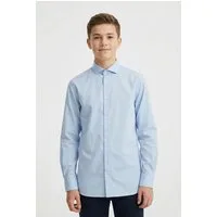 Jack & Jones Junior Langarmhemd JJEAXEL elastisch und einfach kombinierbar unifarben, modisch, regular fit, Web, Hemdkragen