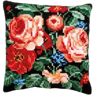 Kreuzstichkissen "Rosen"