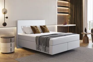 Boxspringbett Schlafzimmerbett ROCIO Nr.5 Delux 180x200cm in Kunstleder Weiss