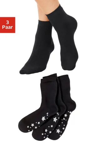 Lavana ABS-Socken Packung, 3 Stk. tlg. mit Antirutschsohle im Sterndesign