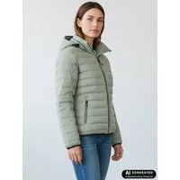 Blue Wave Steppjacke Damen Jacke Nina gesteppt - Leichte Jacke Übergangsjacke Outdoor Melange-Optik, Abnehmbare & verstellbare Kapuze, 2-Wege-Reißverschluss