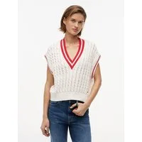 Tommy Jeans Pullunder TJW TIPPING V NECK CABLE VEST Baumwolle, mit Zopfmuster