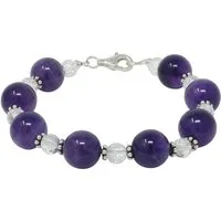 Schmuck Krone Silberarmband Armband, Amethyst & Bergkristall, 925 Silber, 20,5cm, Silber 925