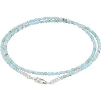 Lebensquelle Plus Kette ohne Anhänger Larimar 2 mm Perlenkette facettiert, 45 cm + Silberverschluss
