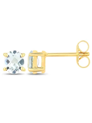 Vira Jewels Ohrstecker 925-Sterling Silber vergoldet Glänzend Aquamarine