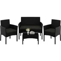 Yaheetech Balkonset Gartenmöbel-Set 4-er Set Rattanmöbel für 4 Personen, Gartengarnitur aus Zweisitzer-Sofa & 2 Einzelsofas & Kaffeetisch
