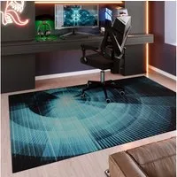 Wecon home Teppich Cyber Swirl, rechteckig, Höhe: 5 mm, Gamer Teppich, gewebt, Cyberpunk, robust, Gaming Room, rutschfest