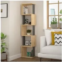 Decortie Bücherregal Piri, Standregal Bücherregal Holz Wohnzimmer, 35 x 30 x 161 cm