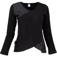 Guru-Shop Longsleeve Langarmshirt Boho-chic - schwarz alternative Bekleidung