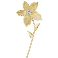 Fossil Anstecknadel Schmuck Geschenk Edelstahl Brosche Blume Sutton, mit Glassteinen