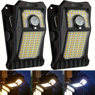 IPRee 118LED 3 Color Temperature Solar Lights Outdoor Clip-on Motion Sensor Lights 3 Mode IP65 Waterproof Security Light