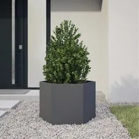 vidaXL Pflanzkübel, Pflanzkübel Anthrazit Sechseckig 69x60x45 Stahl