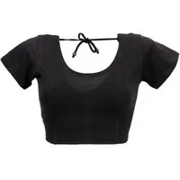 Guru-Shop T-Shirt Choli Top, kurzes Top Goa-chic - schwarz Festival, Ethno Style, alternative Bekleidung