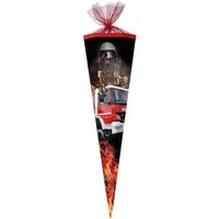 Nestler Schultüte Feuerwehr Einsatz, 85 cm, eckig, mit rotem Tüllverschluss