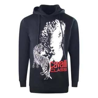 Cavalli Class Kapuzenpullover in Marineblau mit grossem Tiger-Logo