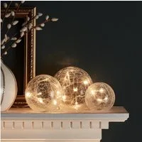 Lights4fun LED Dekolicht 3er Set LED Glaskugeln warmweiß strom- und batteriebetrieben