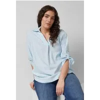 s.Oliver Kurzarmbluse Bluse Leinenmix-Bluse mit 3/4-Ärmeln und Turn-up