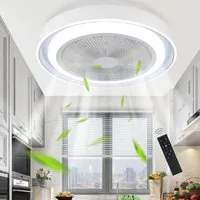 ZMH Deckenventilator 2-in-1 5 Flügeln Blau Ventilator Leise Modern Deckenlampe, Energieeffiziente Kombination aus Ventilator & Lampe