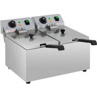 Royal Catering Fritteuse RCEF 08DB, 6400 W, 2 x 8 L Doppel Edelstahl Elektro Gastronomie