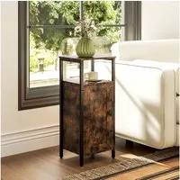HOMCOM Beistelltisch im industriell Design, mit verstellbar Regal (Couchtisch, 1-St., Kaffeetisch), für Wohnzimmer, Schlafzimmer, 34 x 30 x 80 cm, Rustikales Braun