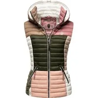 Navahoo Steppweste Shadaa Multikulti Ärmellose Damen Weste im Colourblocking-Stil und Kapuze