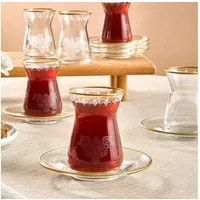 Karaca Teeservice Karaca Gent 12-teiliges Teeservice Teeset Teeglas für 6 Personen