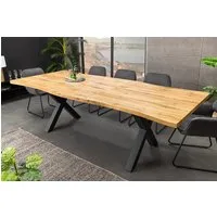 riess-ambiente Baumkantentisch WILD 160–200cm braun/schwarz - Wildeichen-Design, ausziehbar (Einzelartikel, 1-St), Industrial Design & X-Gestell aus Metall - ideal für bis zu 8 Personen
