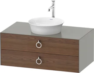 Duravit White Tulip Konsolenwaschtischunterbau wandhängend Amerikanischer Nussbaum & Stein Grau Matt WT4991077920010