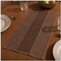 matches21 HOME & HOBBY Tischdecke Moderner Tischläufer braun Leinen-Optik 90 x 40 cm schmal (1-tlg), Lange waschbare Tischdecke rechteckig