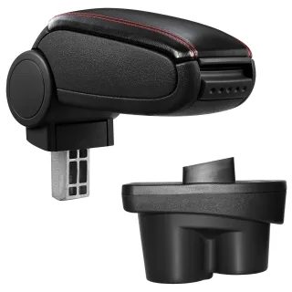 Armlehne Mittelarmlehne Leder Bezug Schwarz / Rot für Opel Corsa E 2014-