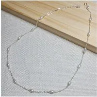 GOLDEN Perlenkette Süßwasserperlen Halskette, Zierliche Perlenkette, Hochzeit Kette