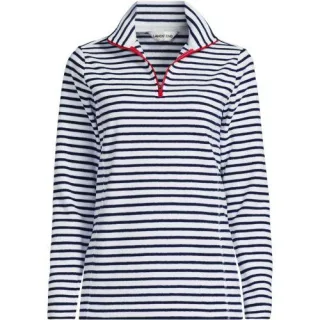 Gemusterter Fleece-Pullover mit Reißverschluss für Damen in Petite-Größe, Damen, size: petite, Pink, Polyester, by Lands' End