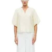 s.Oliver BLACK LABEL Schlupfbluse Sommershirt mit Splitneck und weiten Puffärmeln