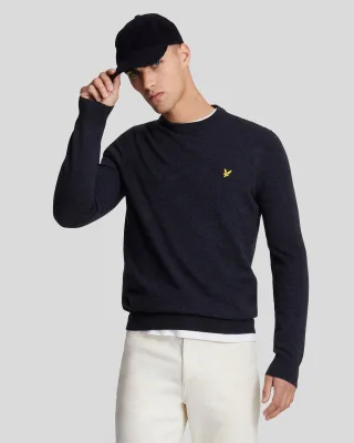 Lyle & Scott – Rundhalspullover aus Lammwollmischung – Marineblau