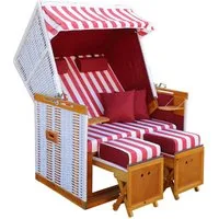 BRAST Strandkorb für 2 Personen, 120cm breit, 4 Designs, BxTxH: 120x79x150 cm, Volllieger, Norderney Deluxe, (verstellbare Rückenlehne weiches Fußkissen)