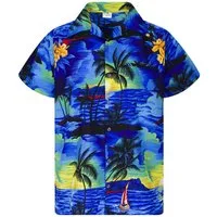King Kameha Hawaiihemd "Surf" Funky Hawaii-Hemd Herren Kurzarm Front-Tasche Sommerhemd