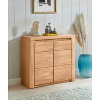 OTTO home Kommode Burano,90cm breit,35 cm tief, Fronten Massivholz, Holz massiv, Holzwerkstoff,2 Türen,2 breite Fächer
