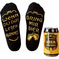 Lucadeau Socken Vatertagsgeschenk für Männer, Socken mit Spruch " bring mir Bier" (1 Paar) rutschfest, Gr. 37-44, Geschenke für Männer, Geburtstagsgeschenk