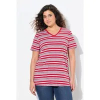 Ulla Popken T-Shirt Shirt Ringel Classic V-Ausschnitt Halbarm