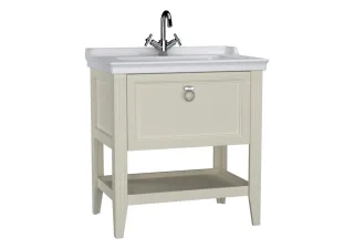 VitrA Valarte Set 80 cm Möbelwaschtisch + Waschtischunterschrank 1 Vollauszug Elfenbein Matt,62182 62182