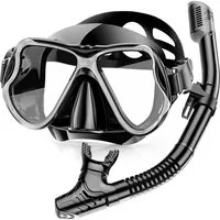 LuxusKollektion Tauchset Schnorchelset Taucherbrille Dryschnorchel AntiFog Farbe Schwarz