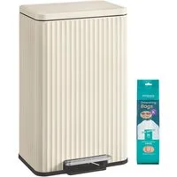 SONGMICS Mülleimer Abfalleimer für Küche, Mülleimer aus Stahl, Softclose, 50 Liter