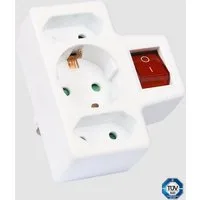 HEITECH schaltbarer Steckdosenadapter 3-Fach - 1 Schuko/2 Euro IP20 Mehrfachsteckdose