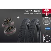 Schwalbe Fahrradreifen 2 Stück 27.5 Zoll SCHWALBE Reifen 27.5x2.4 62-584 mit Schlauch AV, (4-tlg)