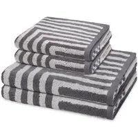 ROSS Handtuch Set Grafik, Frottee (Spar-Set, 4-St), 2 X Handtuch 2 X Duschtuch im Set - Baumwolle - Saugstark